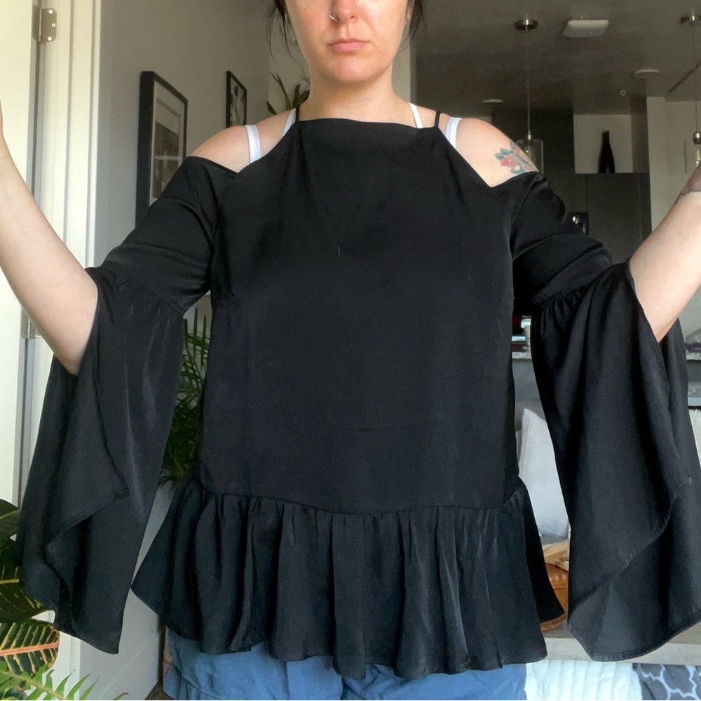 Chelsea28 Black Cold Shoulder Blouse